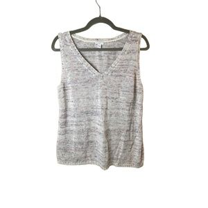 J.Jill Heathered Sleeveless V-Neck Knit Tank Top Medium